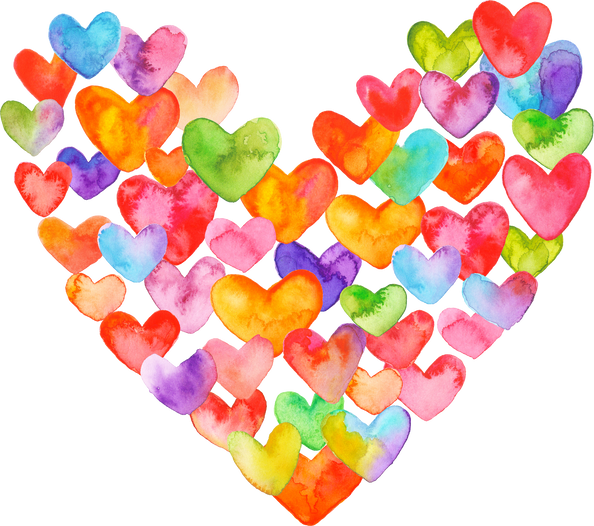 Colorful Hearts Illustration
